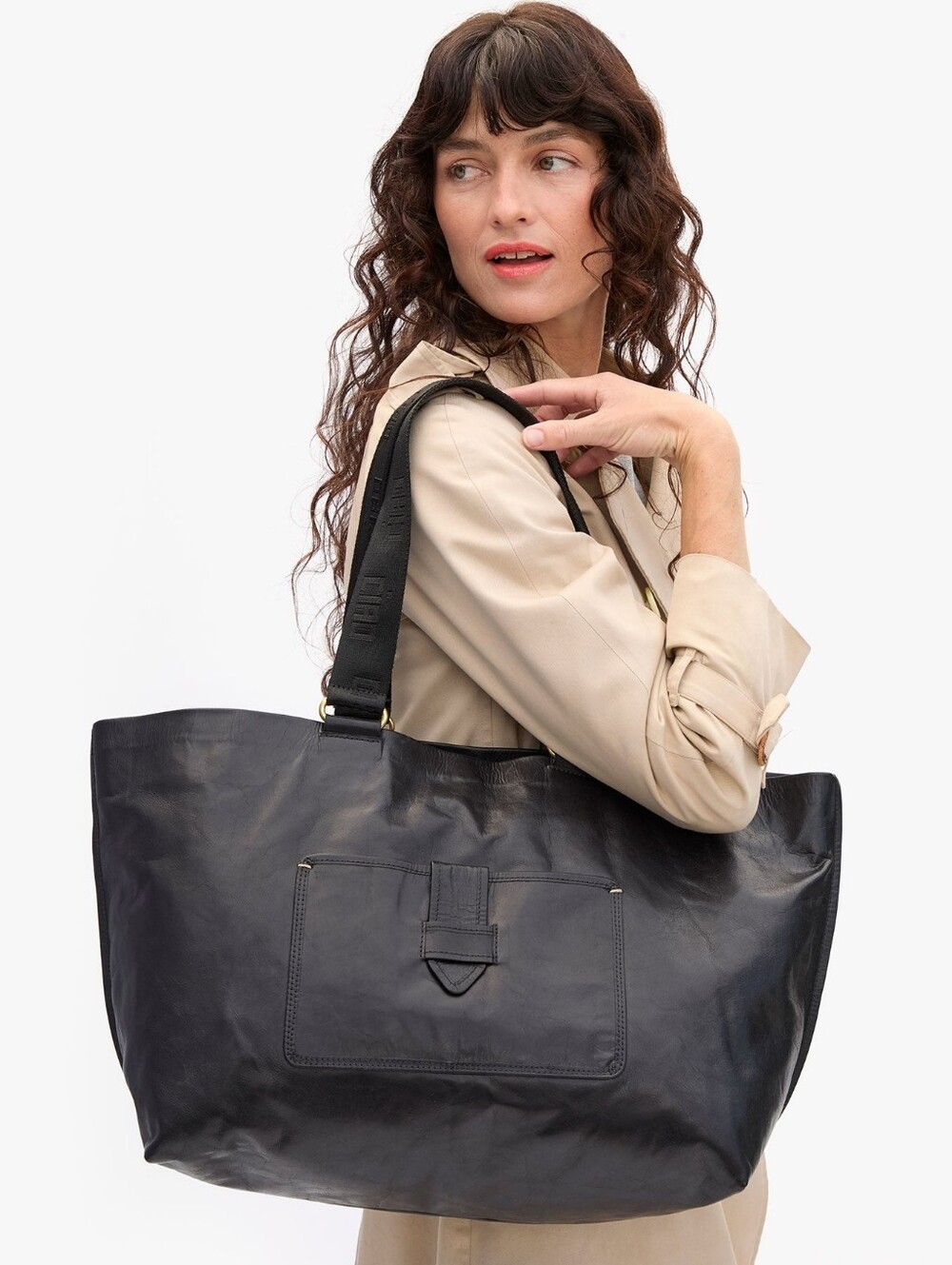 EXCELLENT CLARE V GRANDE BATEAU TOTE BAG - BLACK - Picture 2 of 9